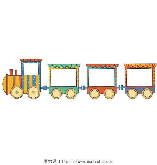 小火车相框平面卡通开心奔跑png素材开学季小火车
